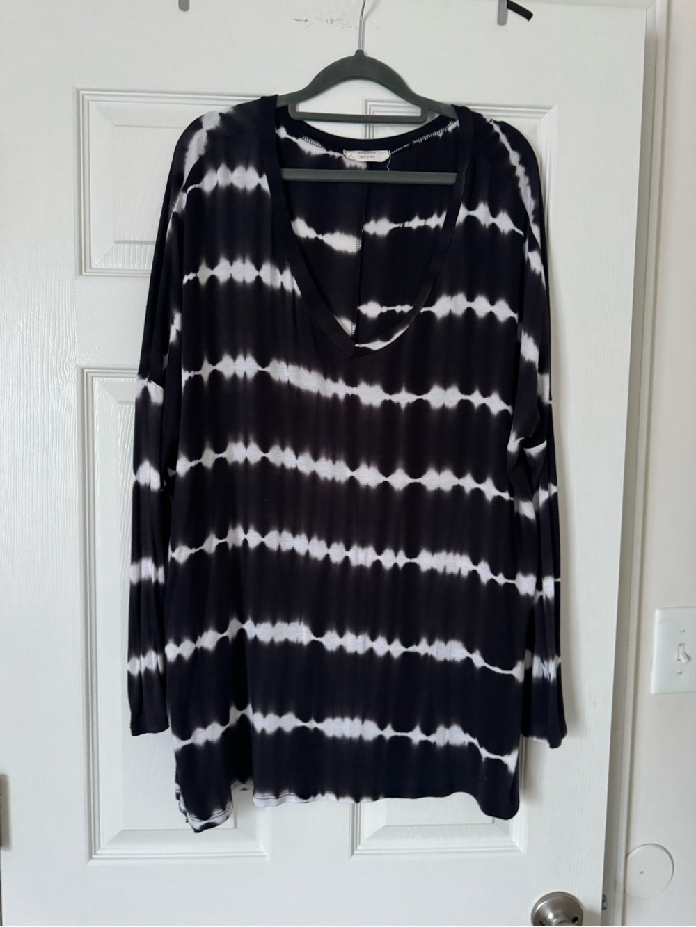 Cotton Tie-Dye V-Neck Long Sleeve tunic Sz L